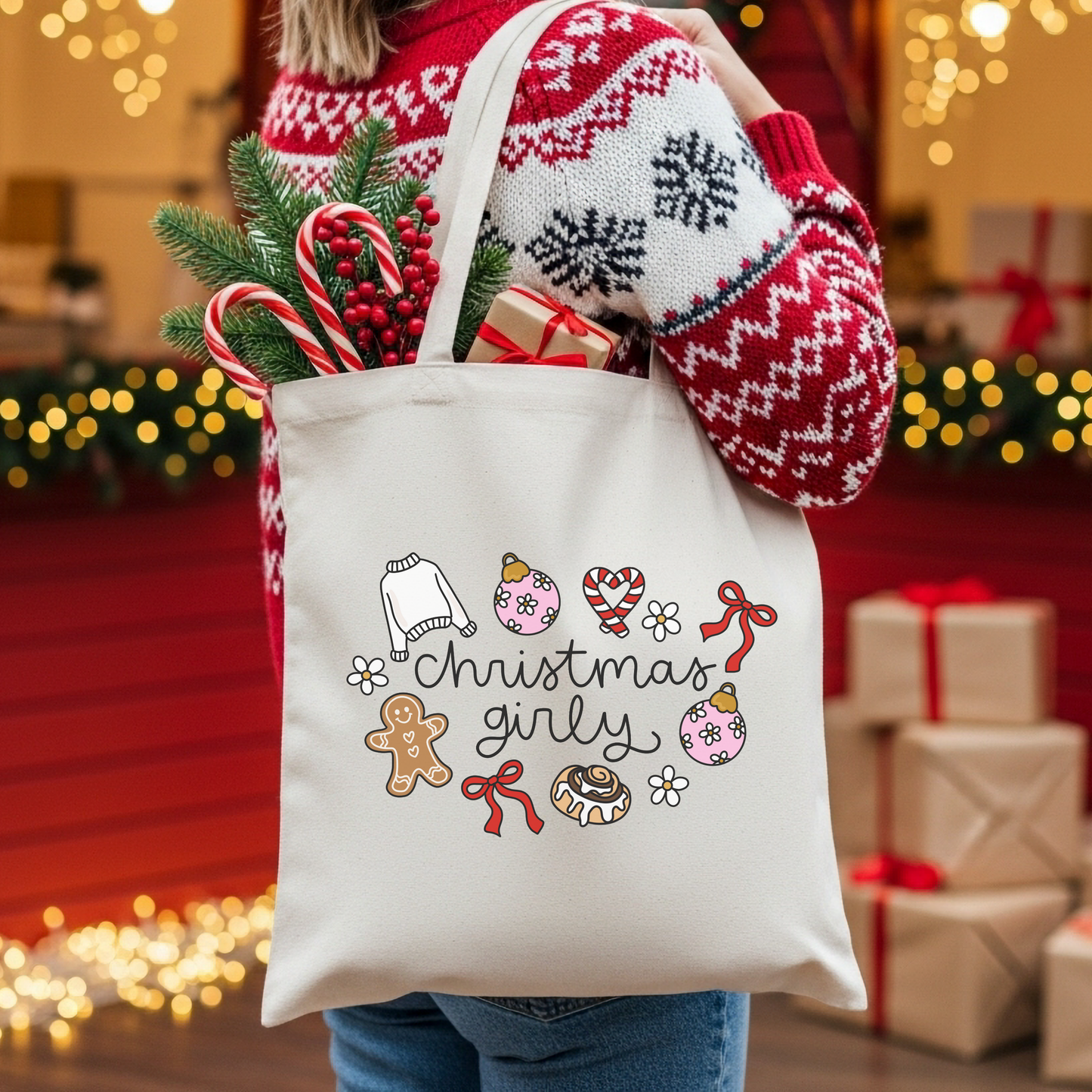 Christmas Girly Tote Bag