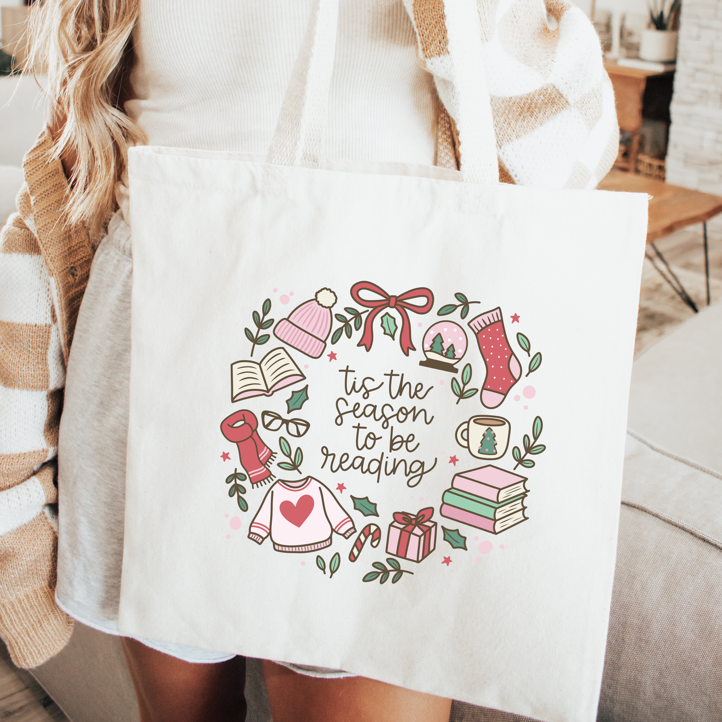 Tis' The Season To Be Reading Tote Bag