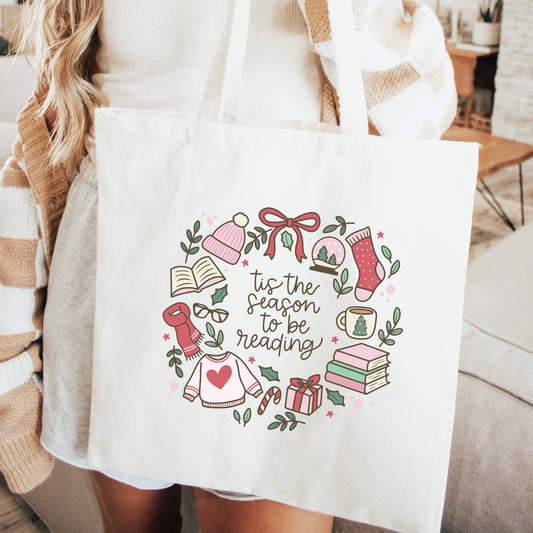 Tis' The Season To Be Reading Tote Bag
