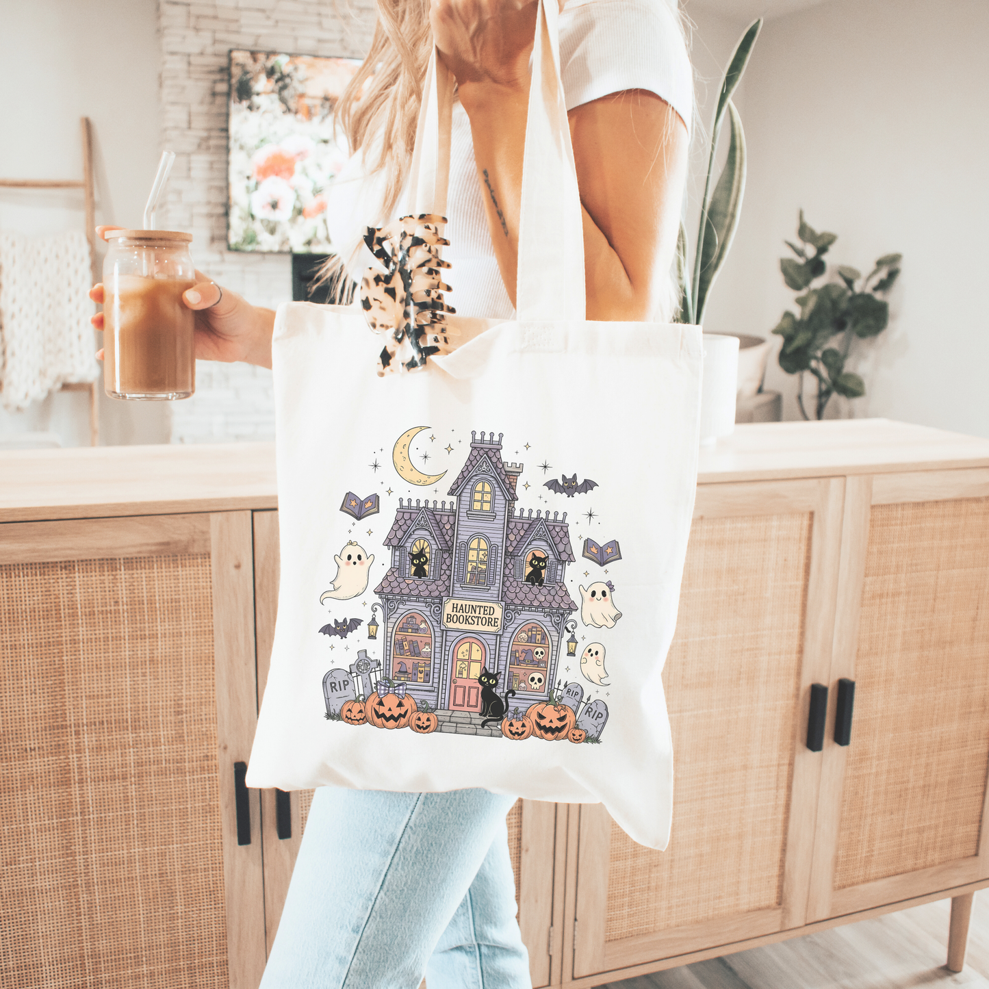 Haunted Bookstore Canvas Tote Bag