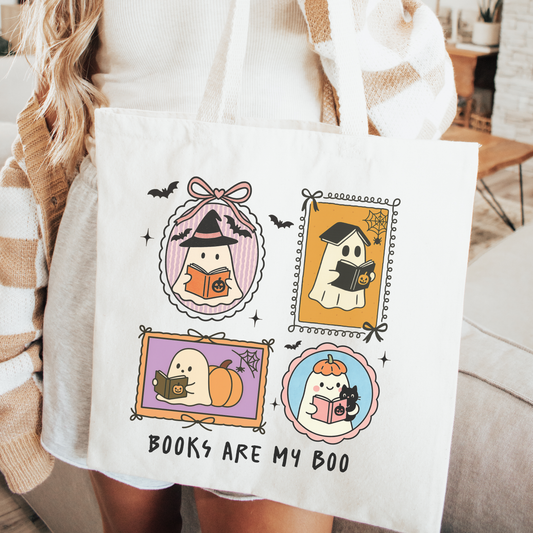 Books Are My Boo Canvas Tote Bag