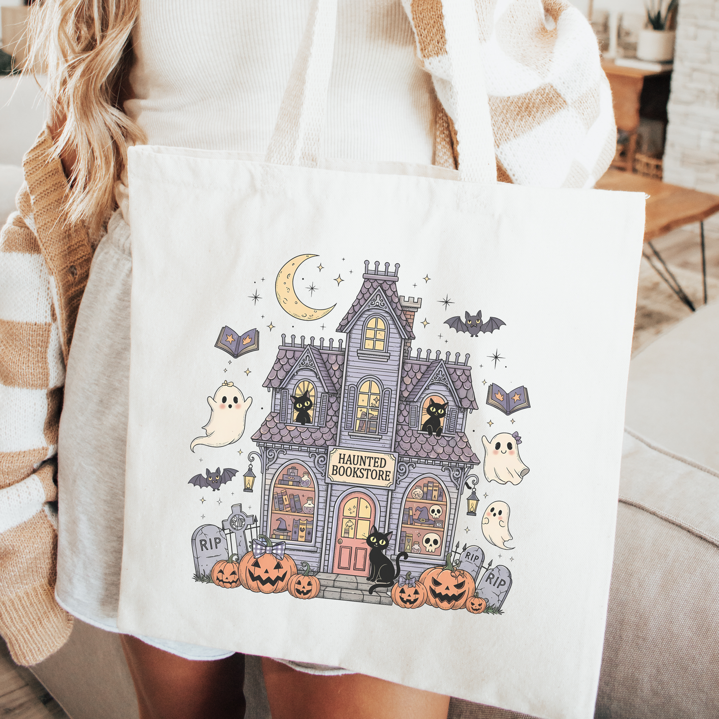 Haunted Bookstore Canvas Tote Bag