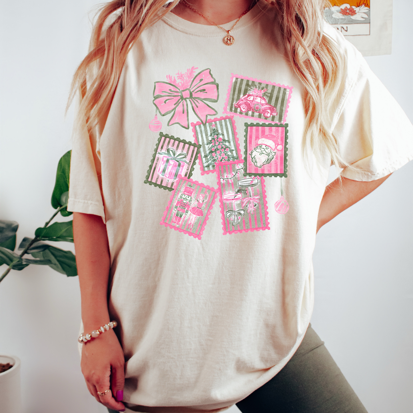 Pink Christmas Comfort Colors T-Shirt