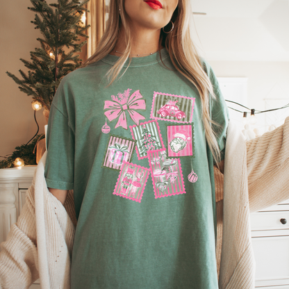 Pink Christmas Comfort Colors T-Shirt