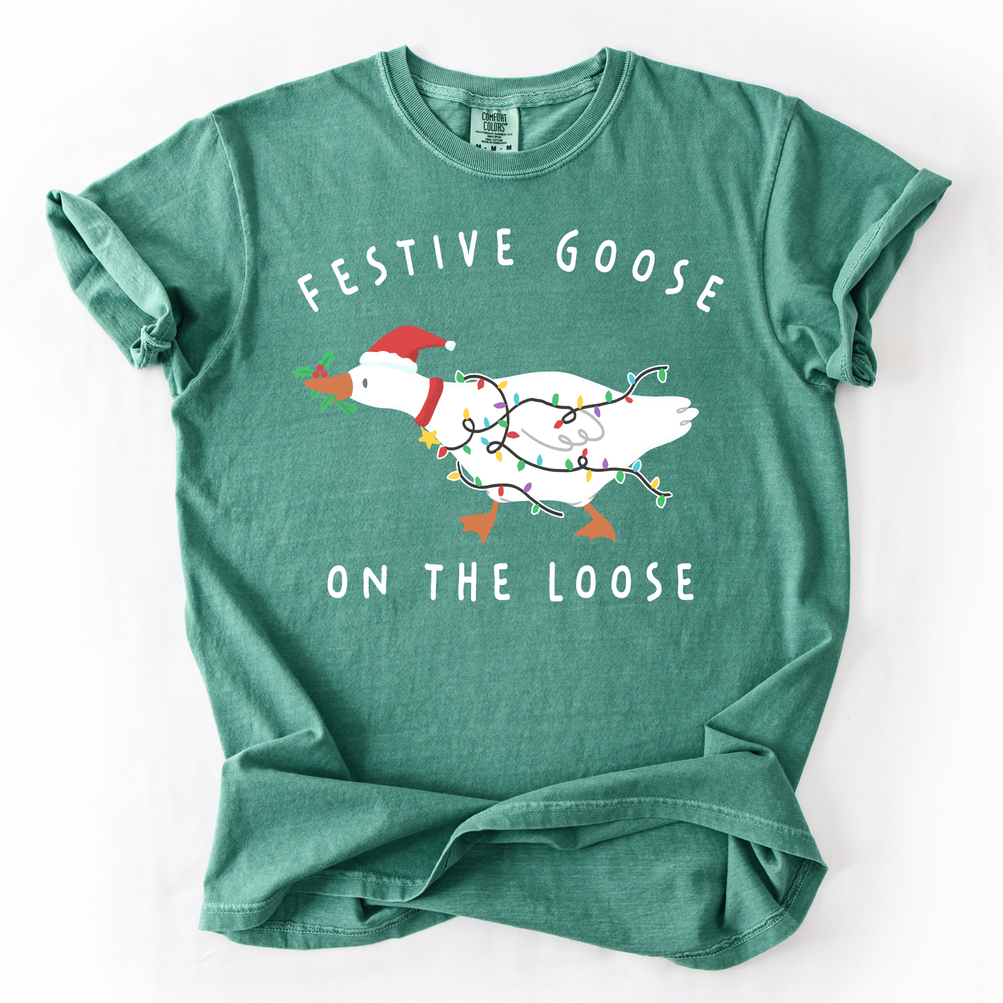 Festive Goose On The Loose Comfort Colors T-Shirt