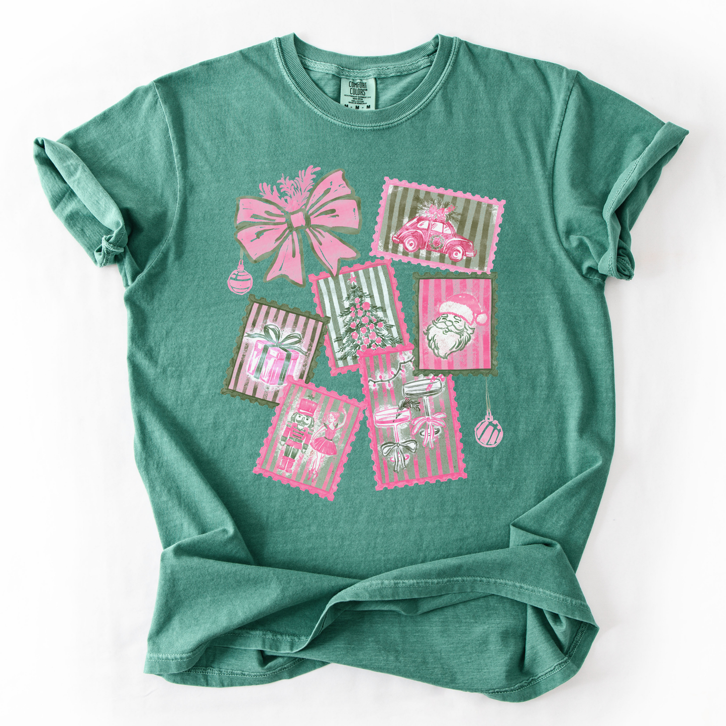 Pink Christmas Comfort Colors T-Shirt