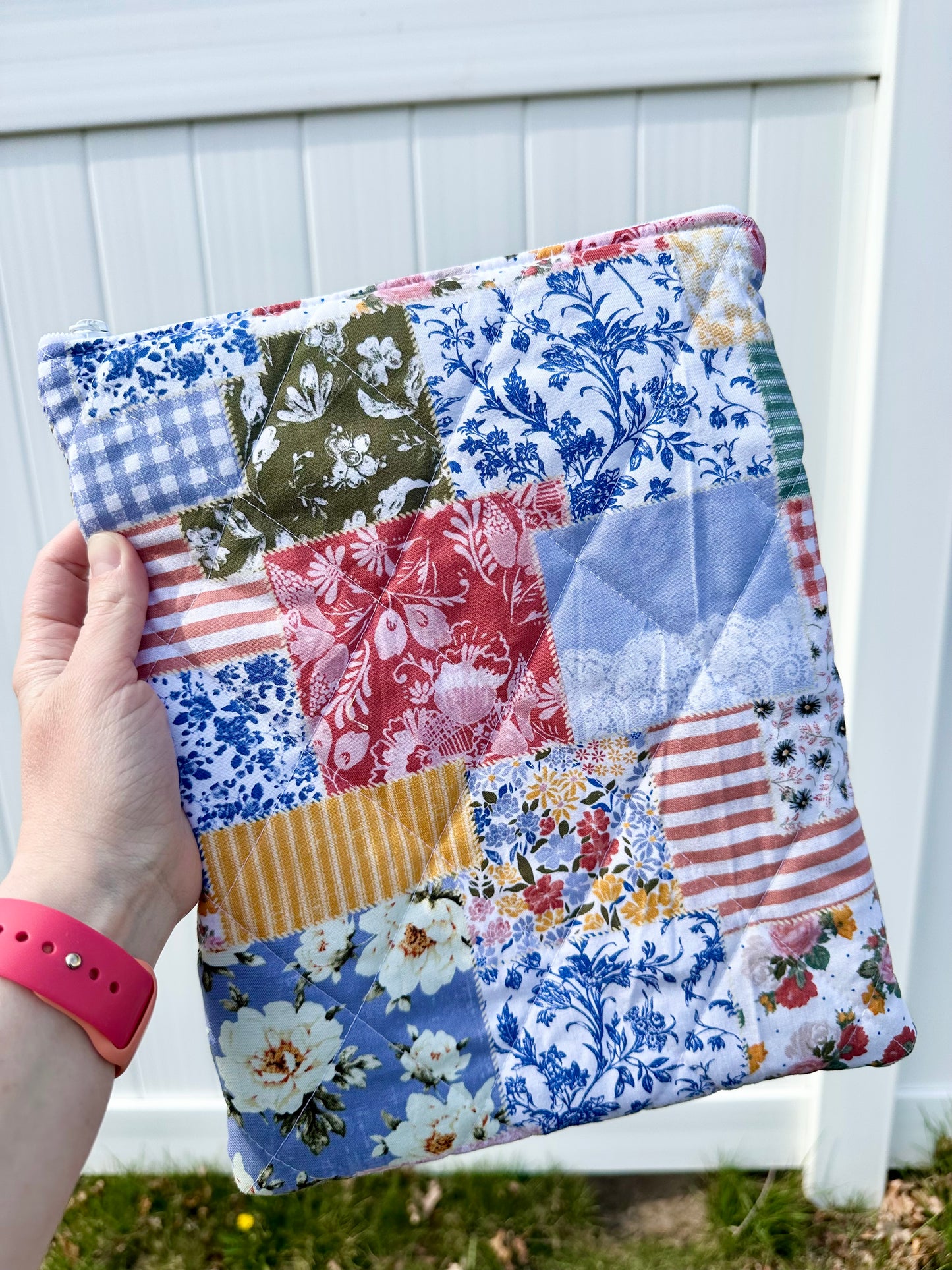 Handmade Quilted Book & Tablet Sleeve - Patches