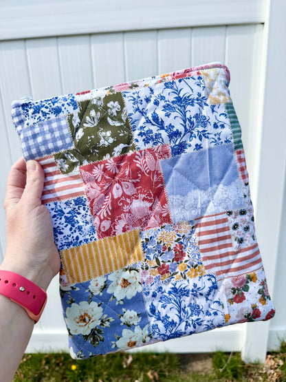 Handmade Quilted Book & Tablet Sleeve - Patches