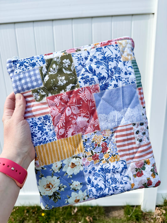 Handmade Quilted Book & Tablet Sleeve - Patches