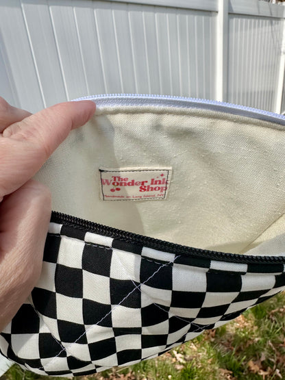 Handmade Quilted Book & Tablet Sleeve - Black and White Checkers