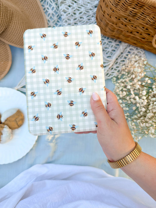 Gingham Bees | Clear Back Kindle Case