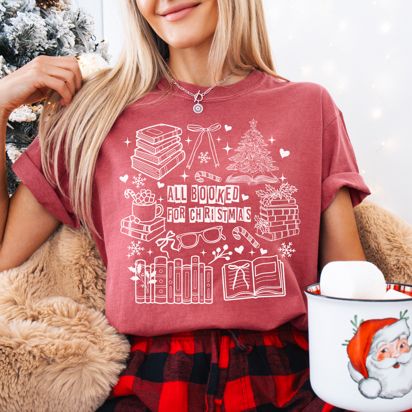 All Booked For Christmas Comfort Colors T-Shirt