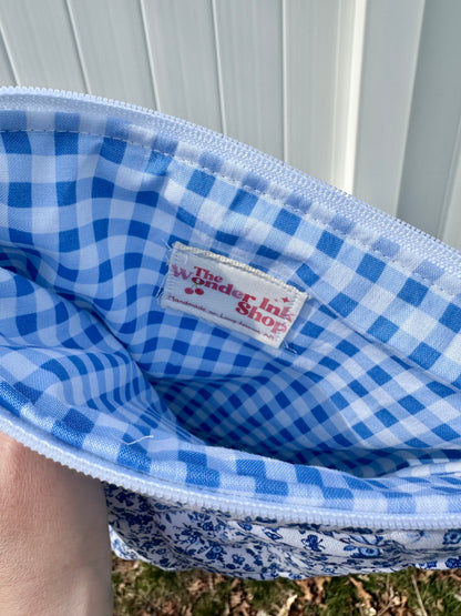 Handmade Quilted Book & Tablet Sleeve - Blue Florals