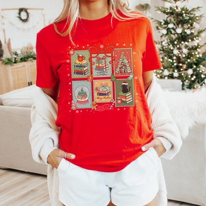 Bookish Christmas Stamps Comfort Colors T-Shirt