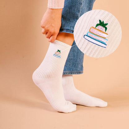 Embroidered Book Nook Crew Socks