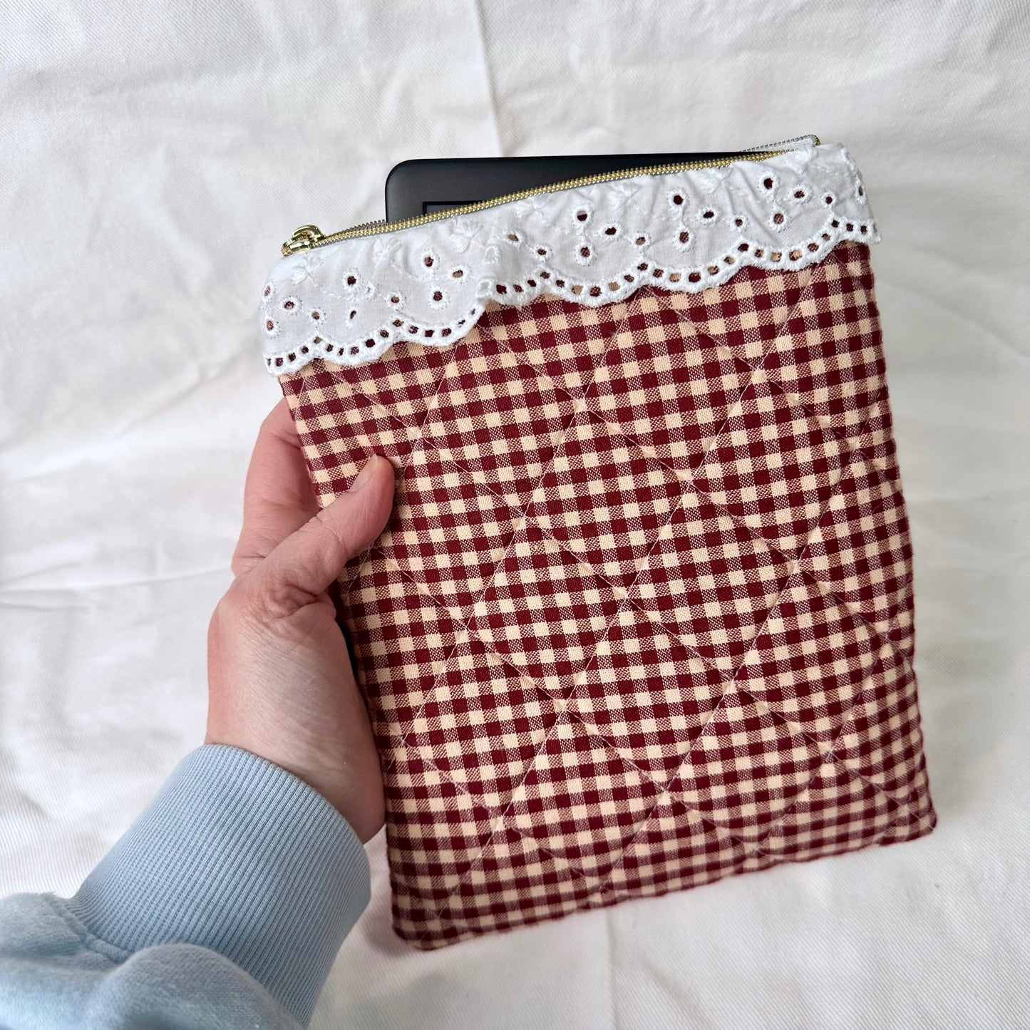 Brown Gingham Kindle Sleeve