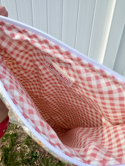 Handmade Quilted Book & Tablet Sleeve - Floral Stamps