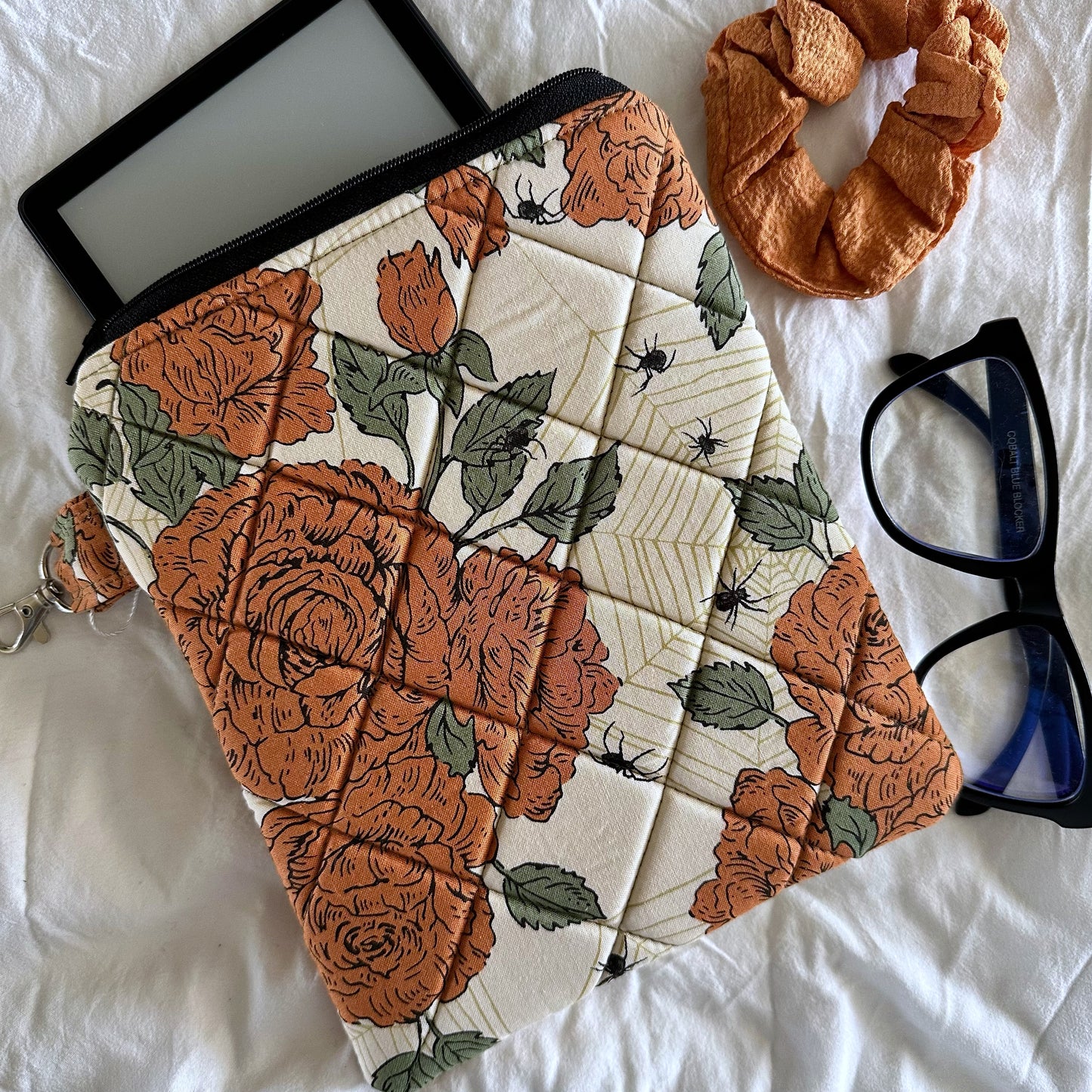 Spooky Floral Fall Kindle Sleeve (Orange)