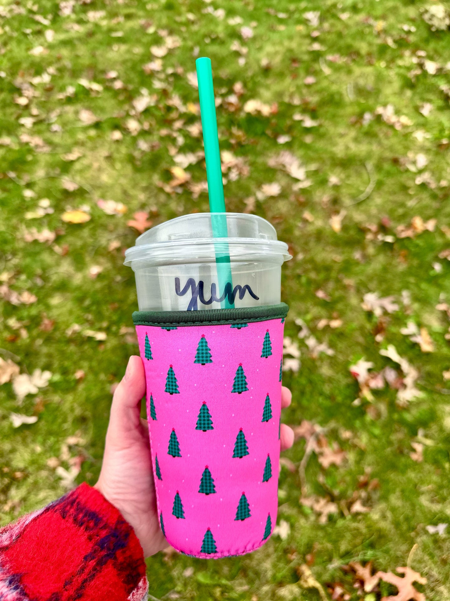 Pink Christmas Trees Cup Coozie