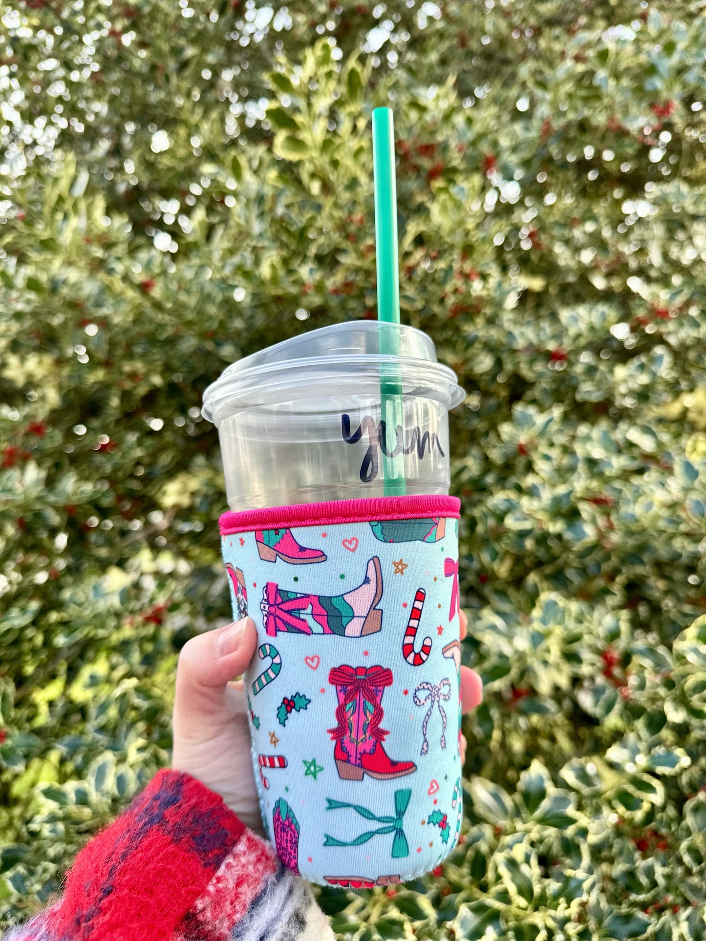 Christmas Cowgirl Cup Coozie