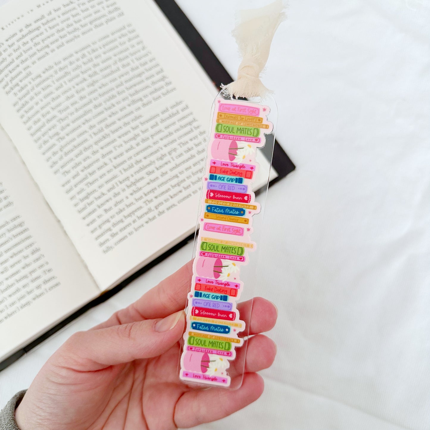 Romance Book Tropes Acrylic Bookmark