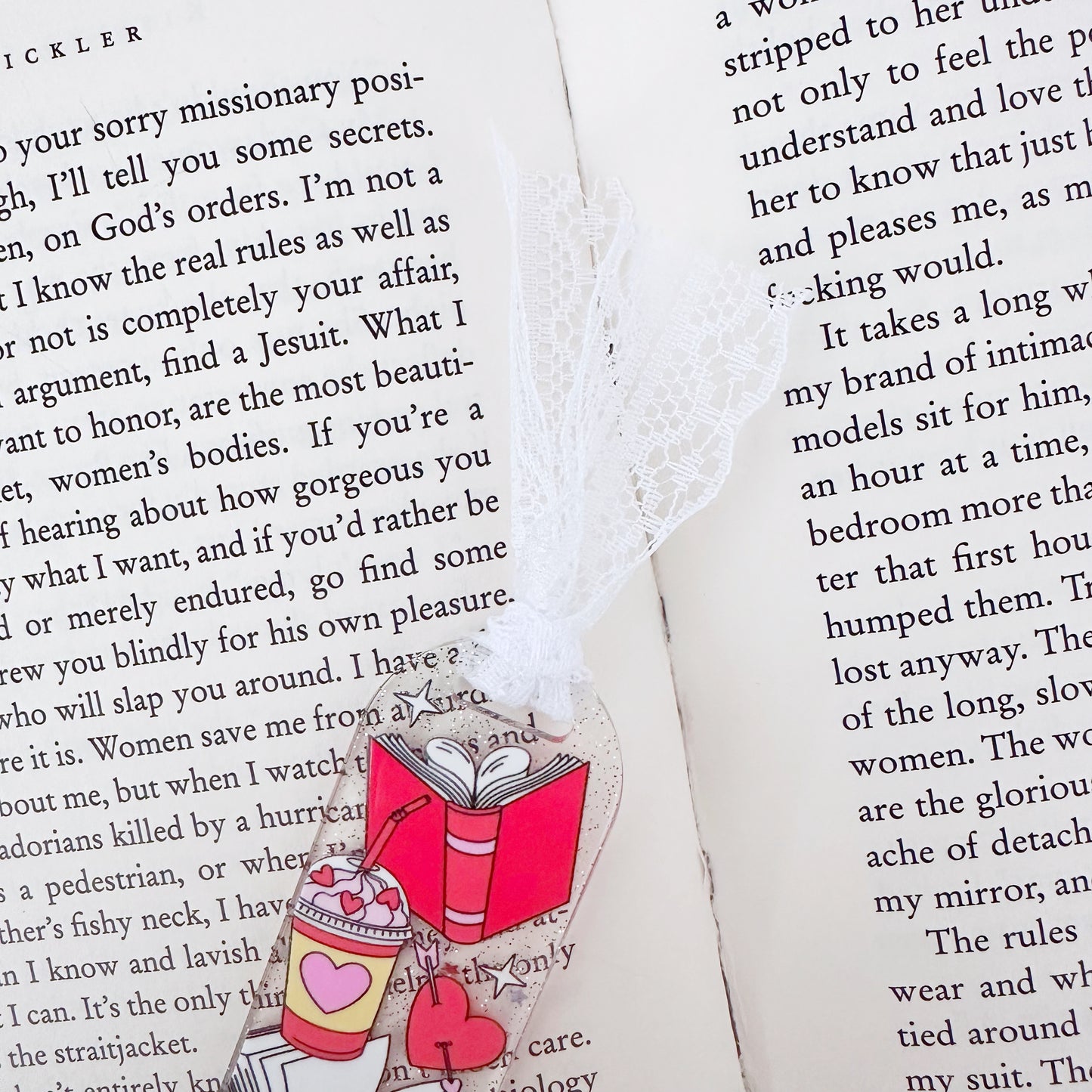 Book Lovers Club Glitter Acrylic Bookmark