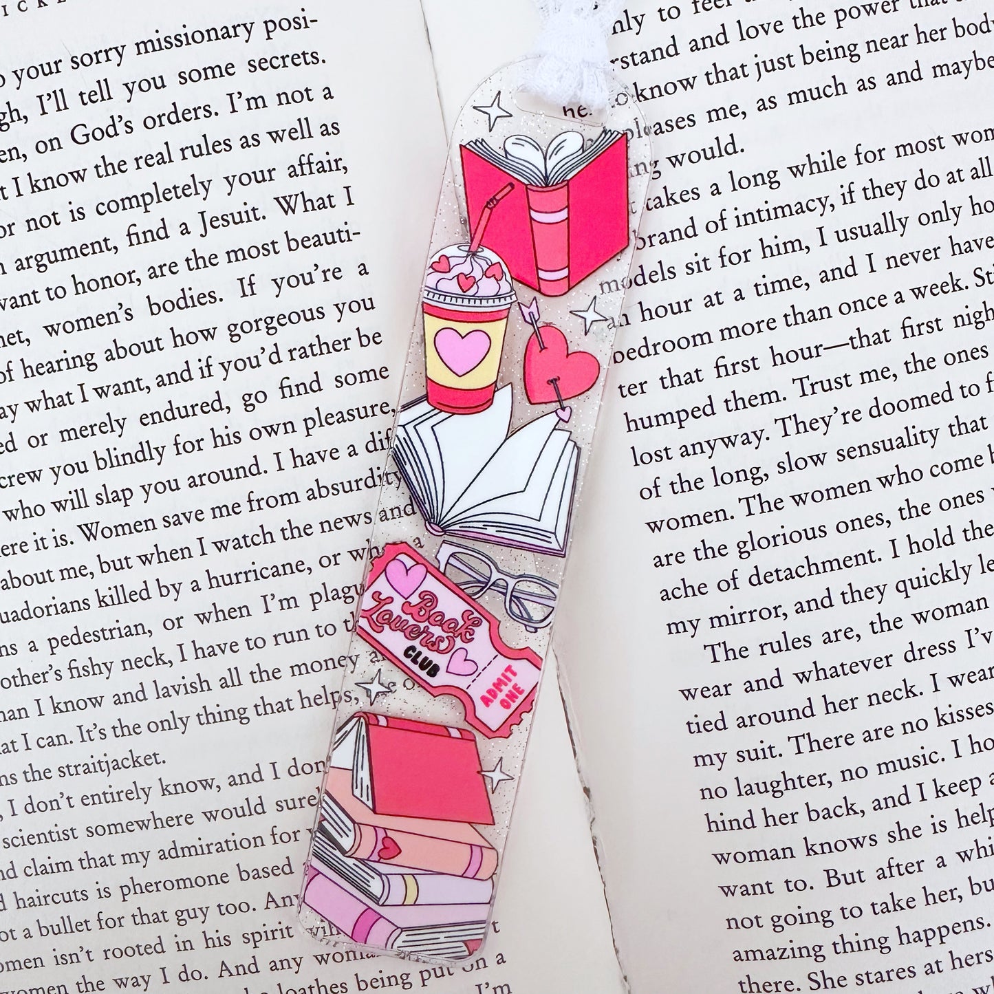 Book Lovers Club Glitter Acrylic Bookmark