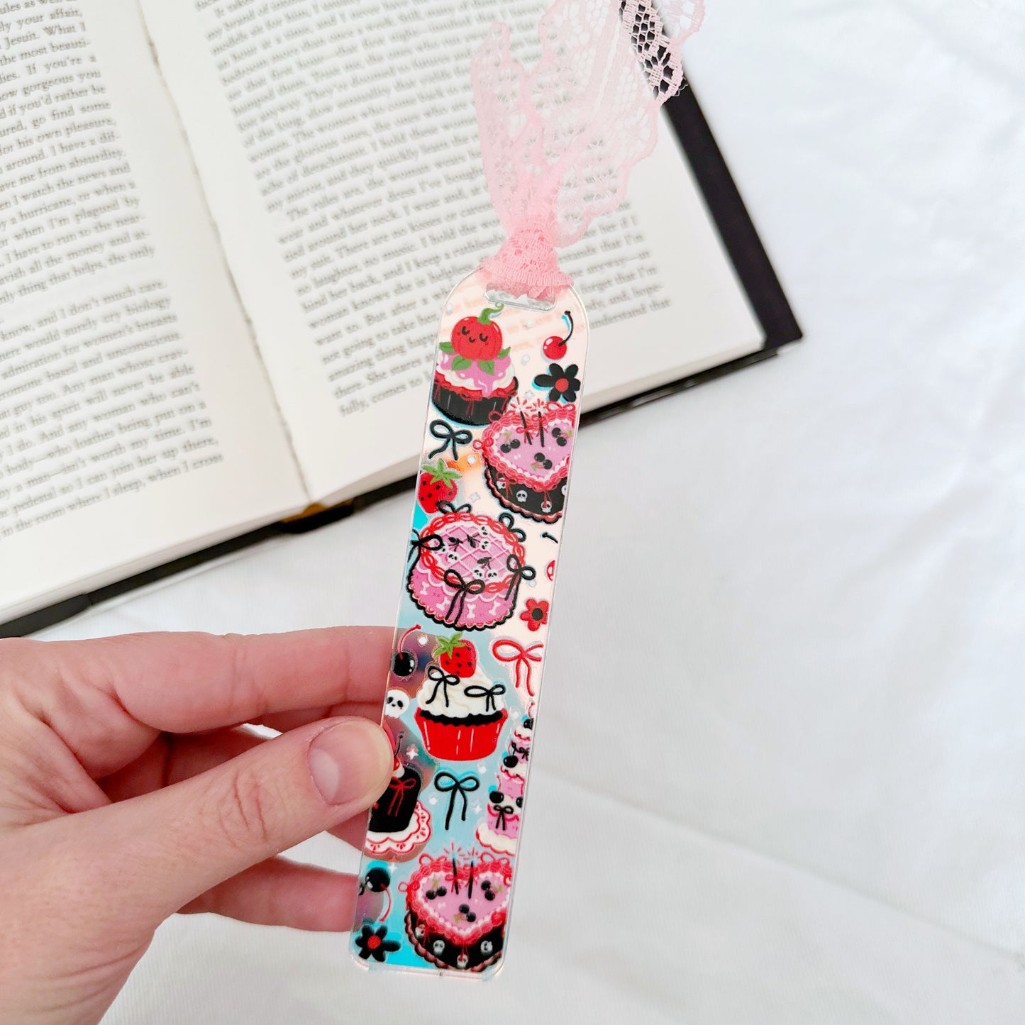 Spooky Heart Cake Holographic Acrylic Bookmark