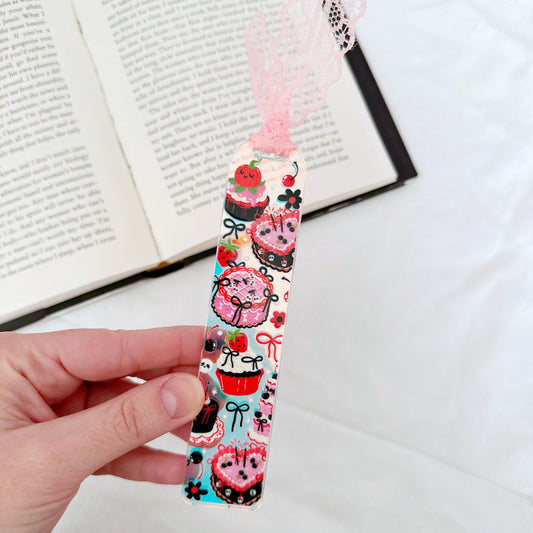 Spooky Heart Cake Holographic Acrylic Bookmark