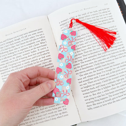 Checkered Strawberries Acrylic Bookmark