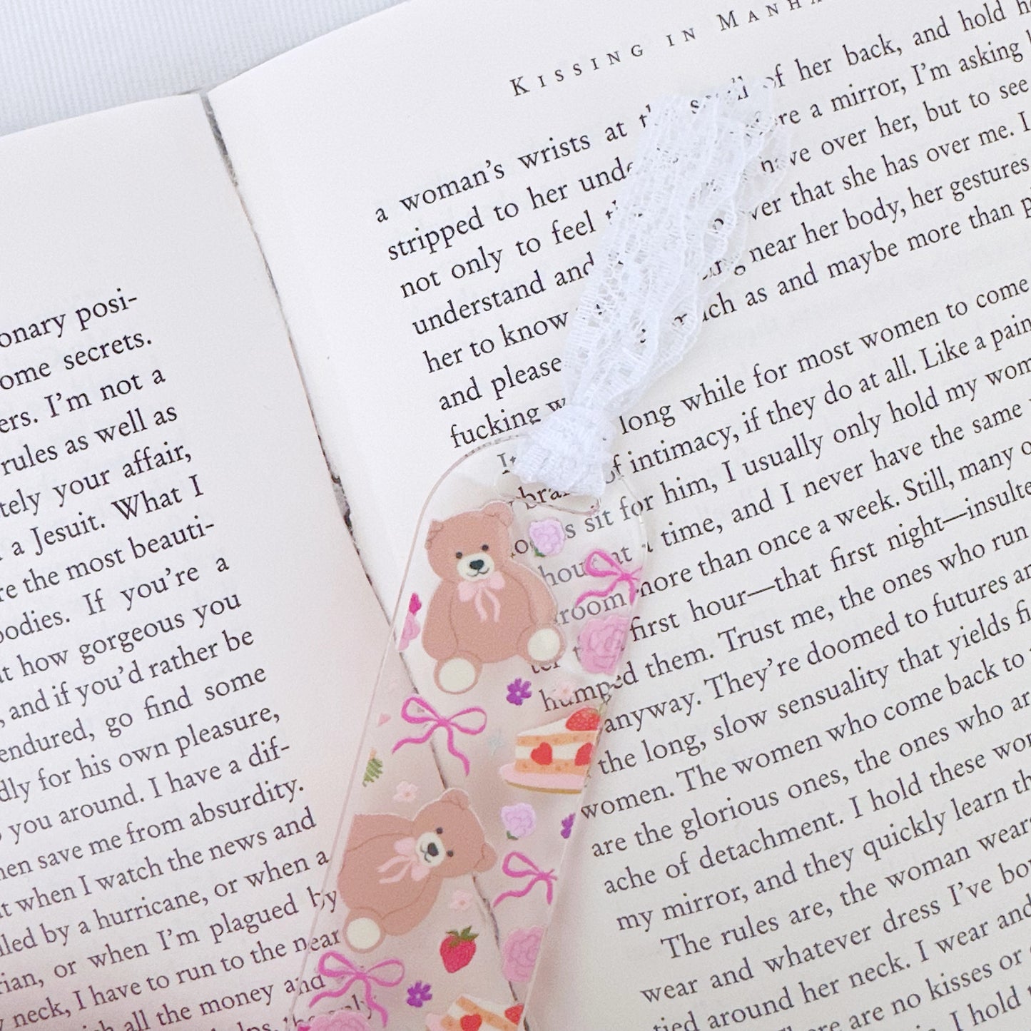 Coquette Teddy Bear Acrylic Bookmark