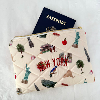 Handmade Embroidered New York Pouch