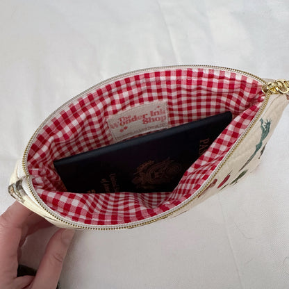 Handmade Embroidered New York Pouch