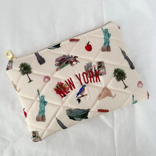 Handmade Embroidered New York Pouch