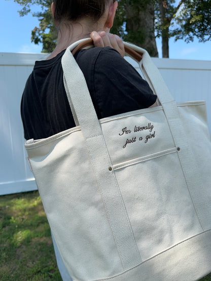 I'm Literally Just A Girl Embroidered Tote Bag