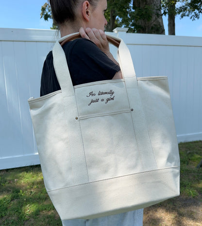 I'm Literally Just A Girl Embroidered Tote Bag
