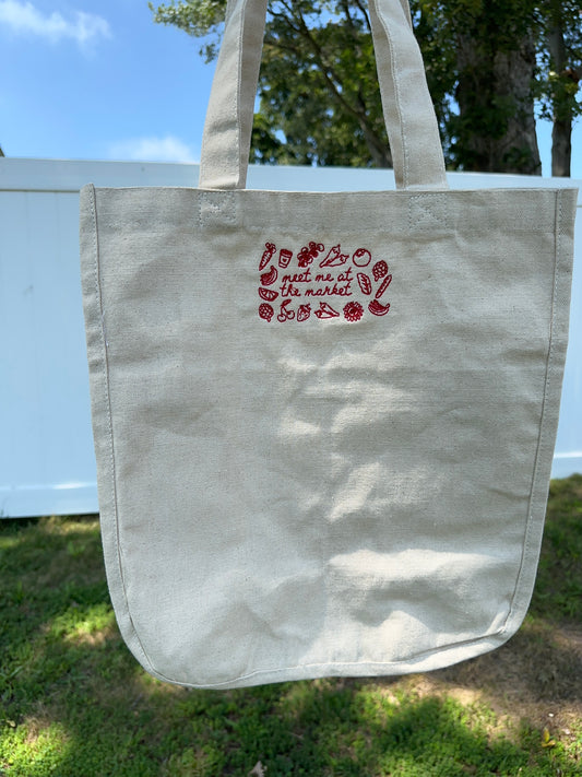 Meet Me At The Market Embroidered Tote