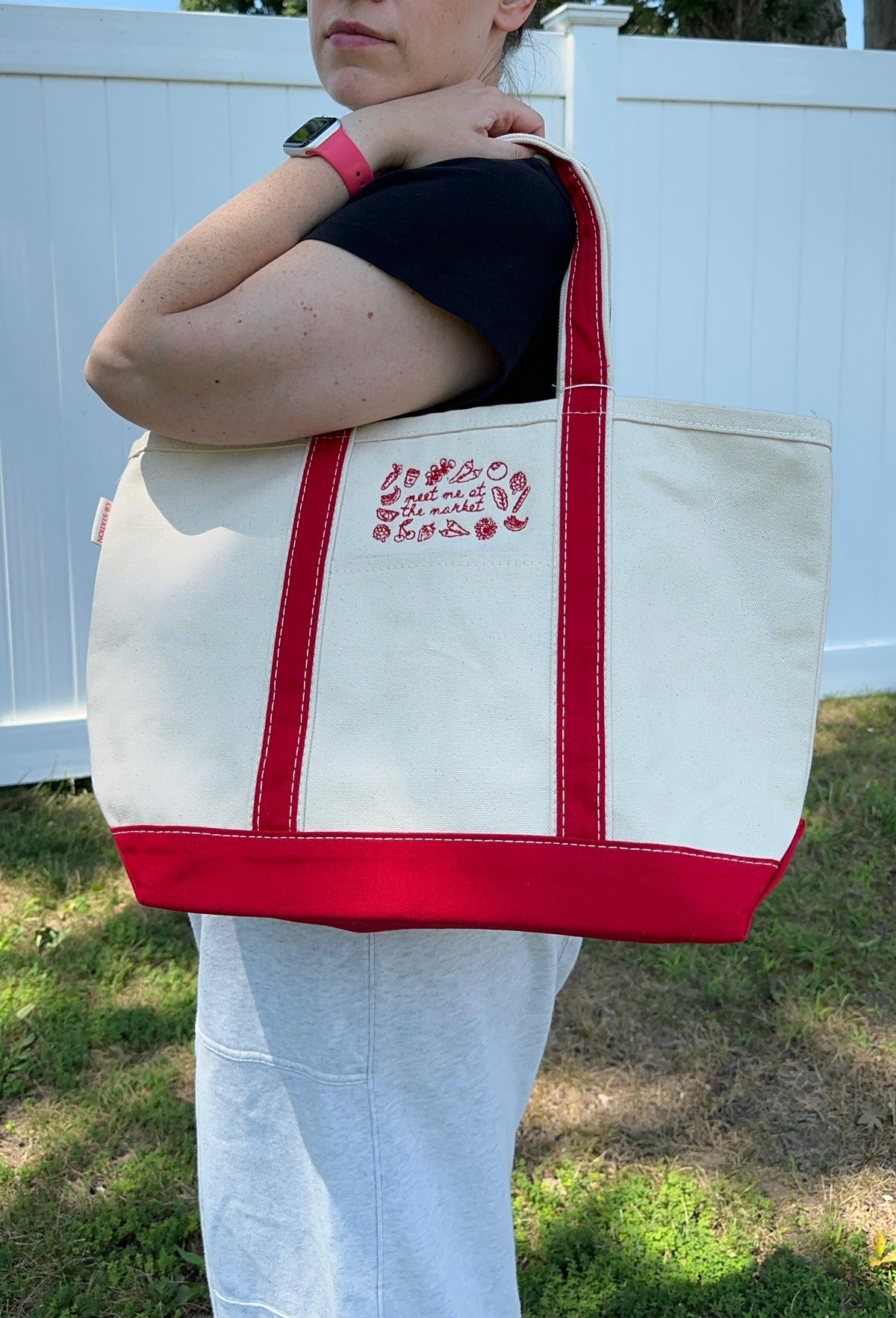 Meet Me At The Market Embroidered Tote Bag