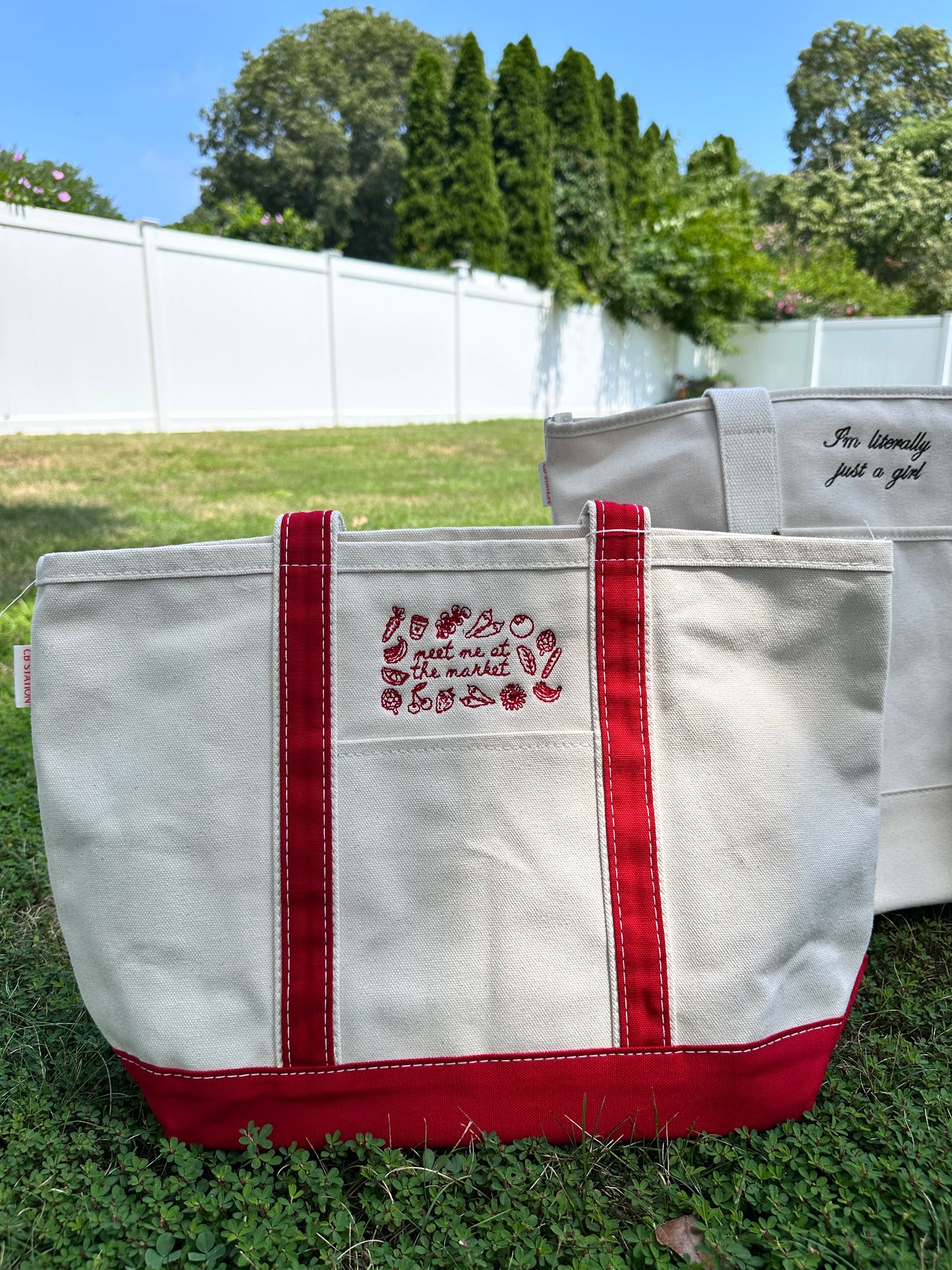 Meet Me At The Market Embroidered Tote Bag
