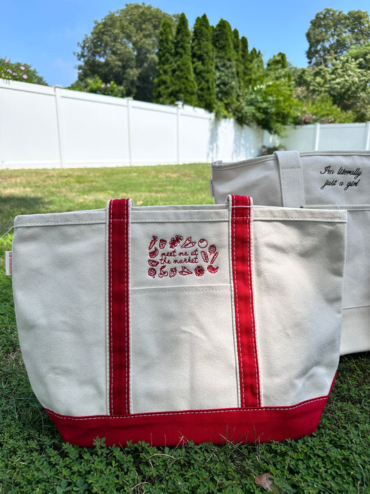 Meet Me At The Market Embroidered Tote Bag