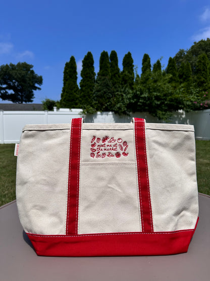Meet Me At The Market Embroidered Tote Bag