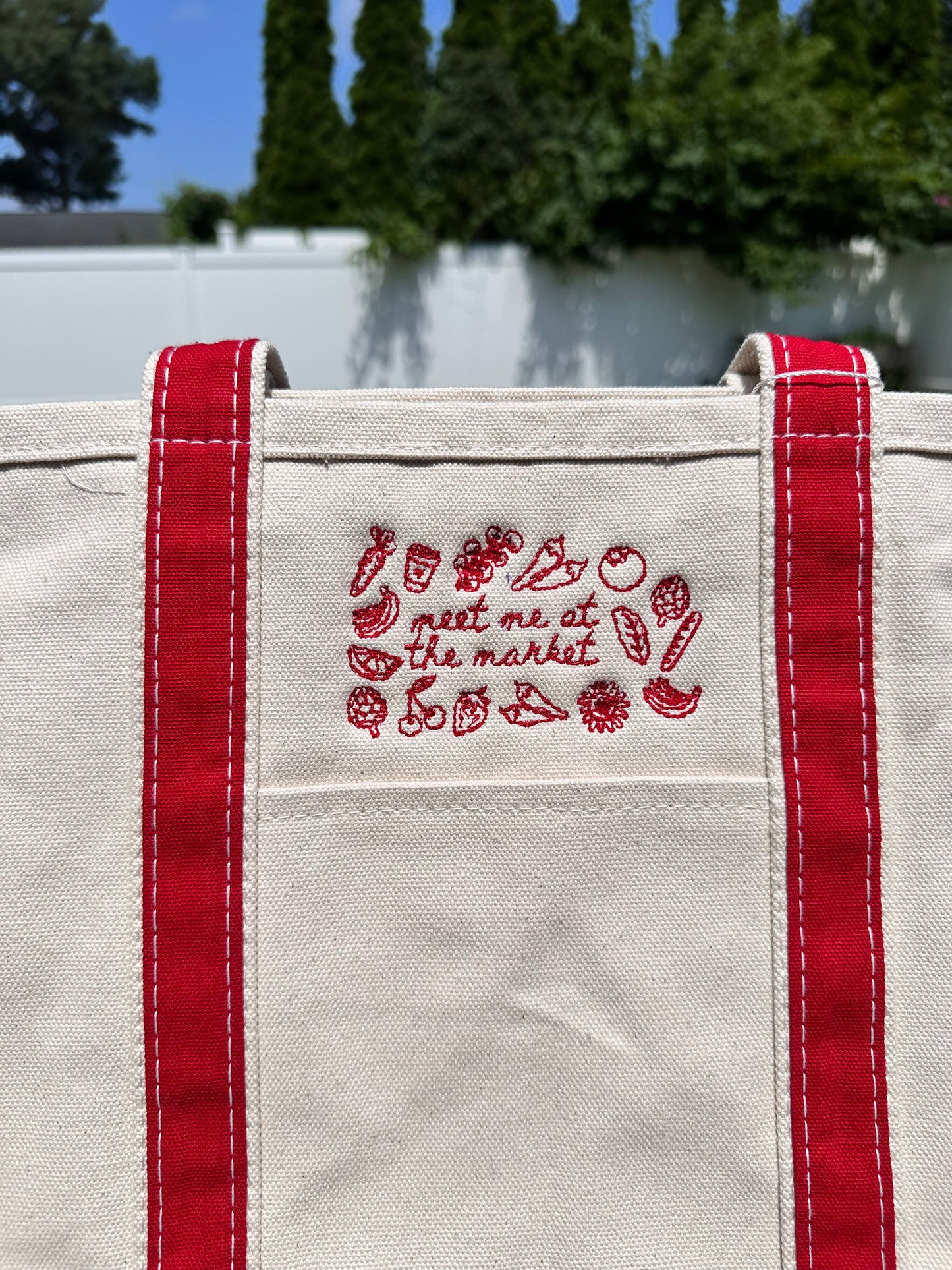 Meet Me At The Market Embroidered Tote Bag