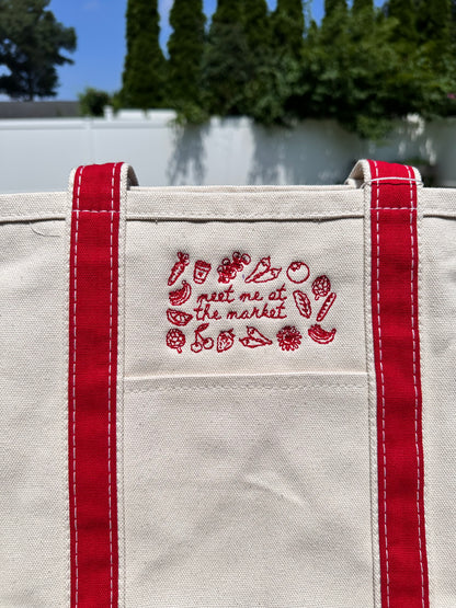 Meet Me At The Market Embroidered Tote Bag