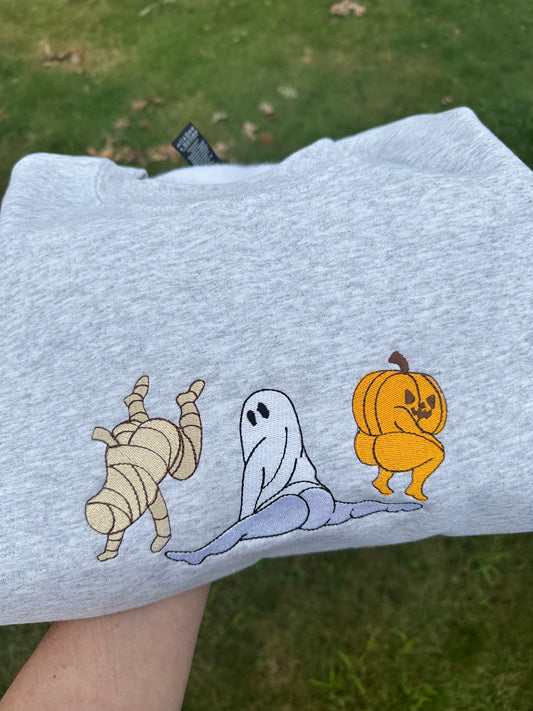 Dancing Halloween Characters Embroidered Sweatshirt