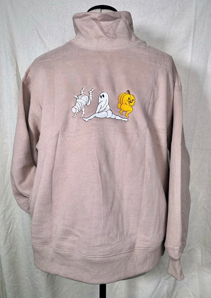 Dancing Halloween Characters Embroidered Mockneck