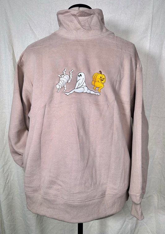 Dancing Halloween Characters Embroidered Mockneck