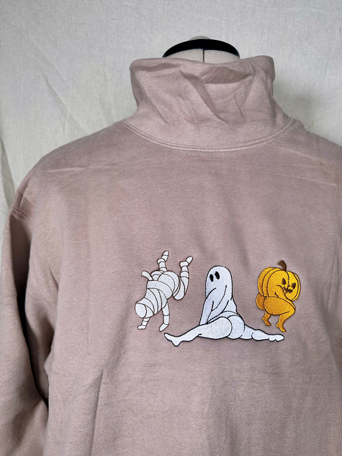 Dancing Halloween Characters Embroidered Mockneck