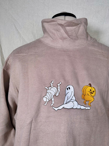 Dancing Halloween Characters Embroidered Mockneck