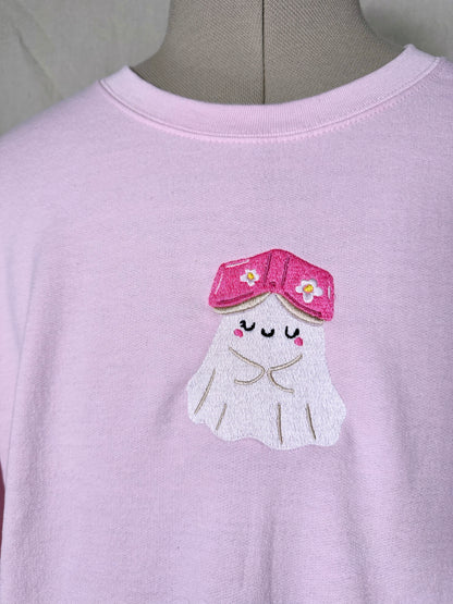 Cute Reading Ghost Embroidered T-Shirt or Sweatshirt