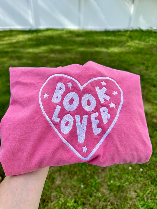 Book Lover Embroidered T-Shirt